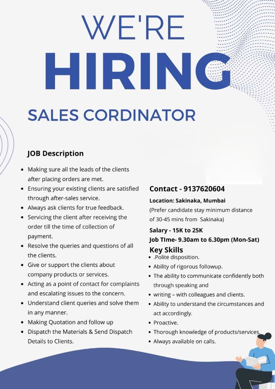 Hiring Pamphlet for sales coordinator
